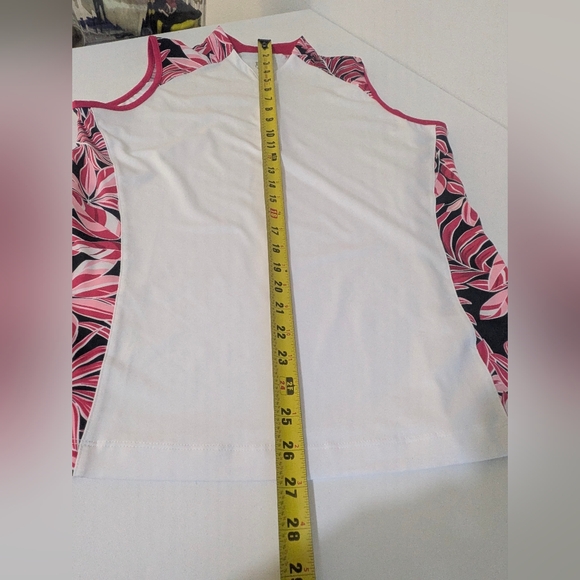 Tail Women's Novelist Floral Sleeveless Too Ladies Sz L Golf 1/4 Zip White EUC - Picture 9 of 13